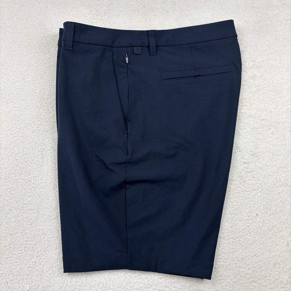 LULULEMON Commission Classic Fit Shorts Mens 34 Navy Blue 9" Warpstreme Chinos